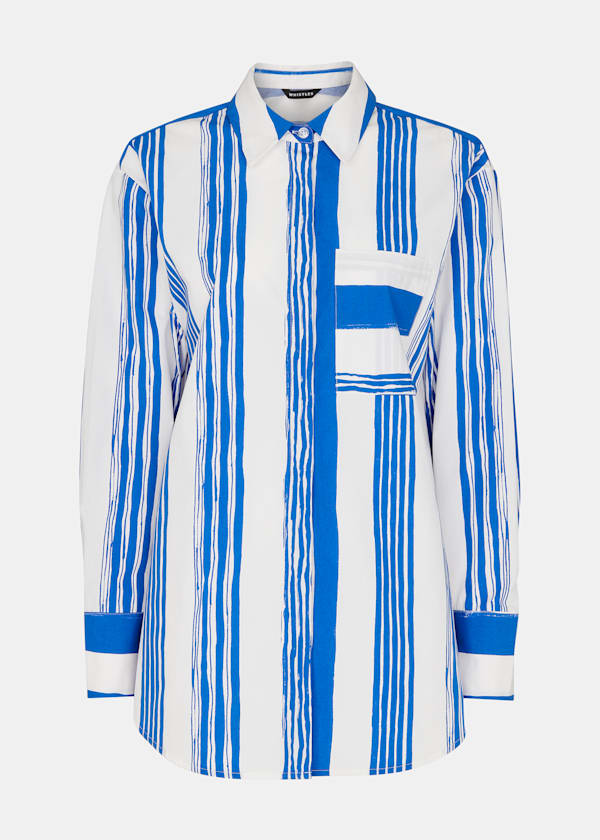 Blue Painted Stripe Oversized Shirt